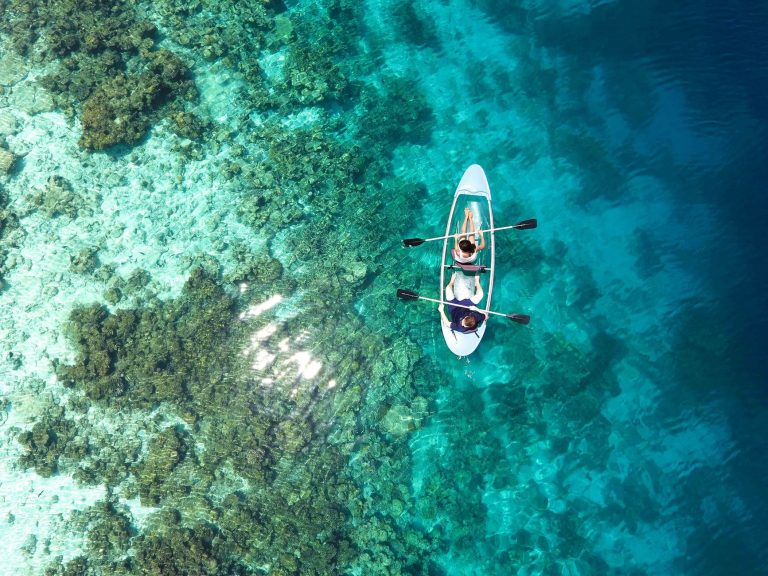 two person riding kayak