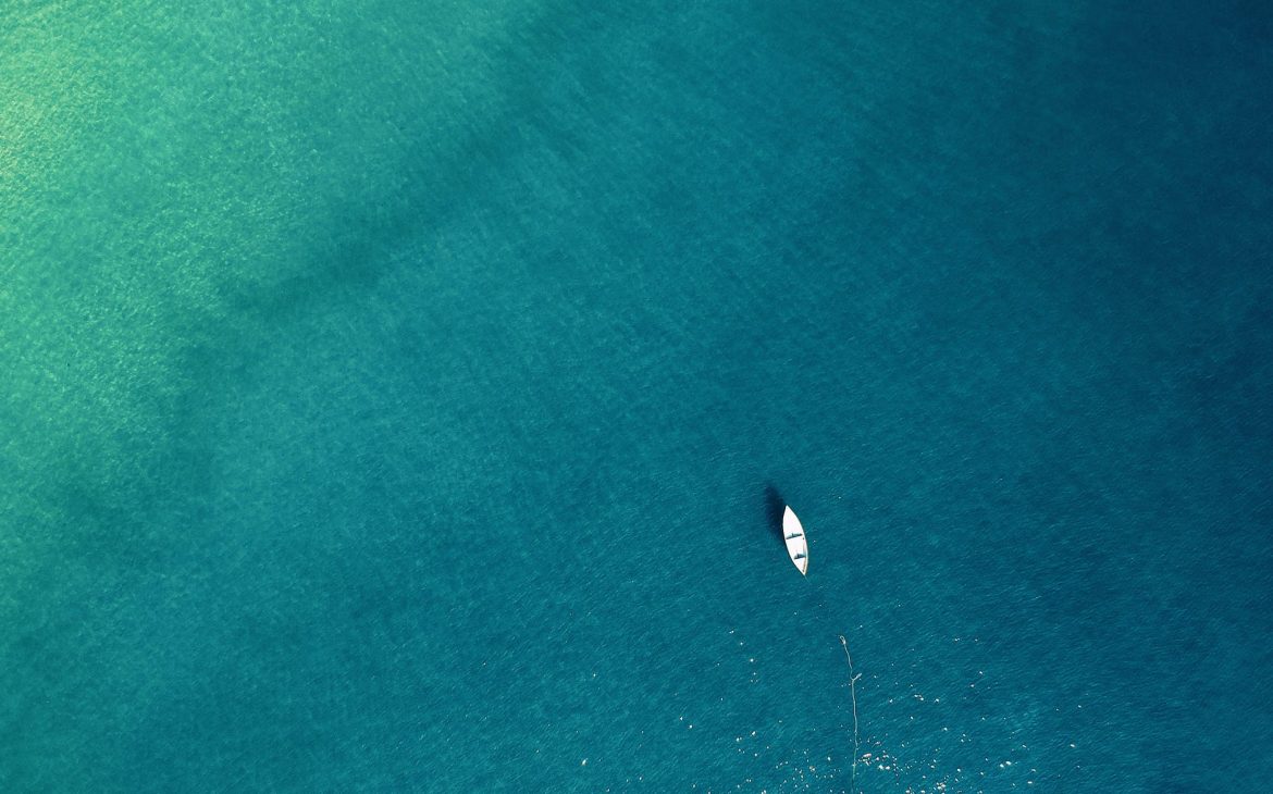 aerial photo of boat on sea