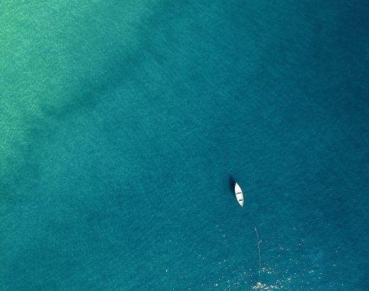 aerial photo of boat on sea
