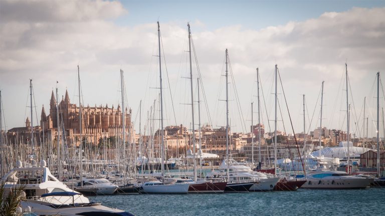 yachts docked at pier