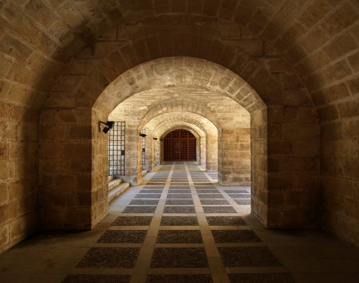 brown and gray brick tunnel