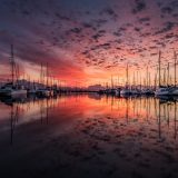 boats clouds dawn dusk