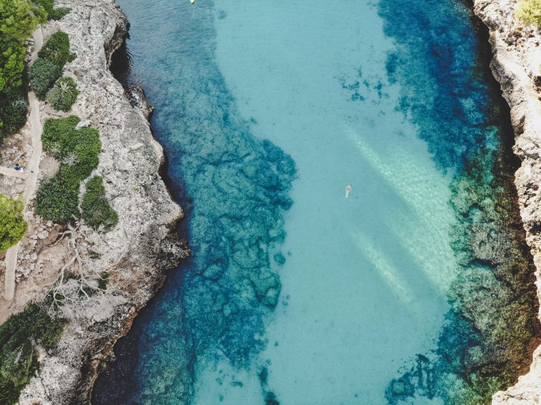 aerial view of blue sea